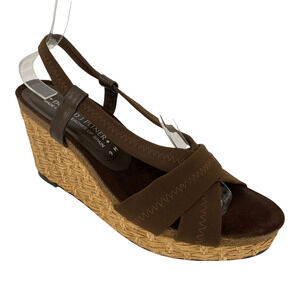 Donald J Pliner Wedge Sandals Womens 9 M Brown Strappy Espadrille Slingback 9M